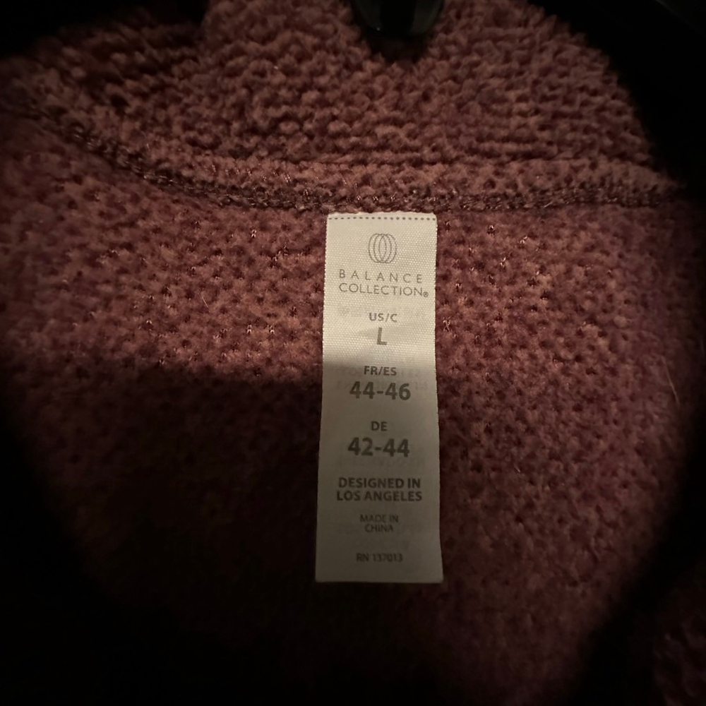 Balance Collection Maroon 3/4 button Sweater womens Large heavy knit pockets - Picture 2 of 12